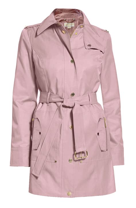 michael kors hooded raincoat blush|michael kors raincoat with belt.